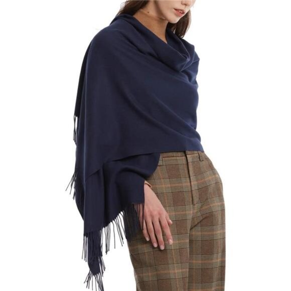 Pashmina Shawl Wraps for Women Blue - Picture 3 of 6